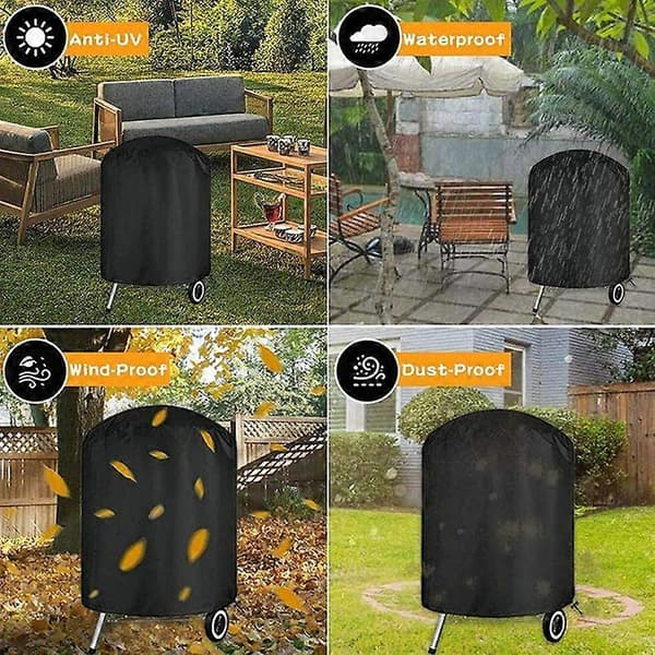 Grillisuoja, 70 * 70 cm, Ulkogrillin suojapeite, Vedenpitävä, Tuulenpitävä, UV-suojattu, Musta