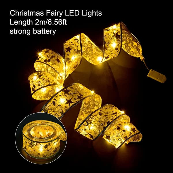 Glänsande bandlampor-Guld, 2M 20LED Band Julbelysning, Jul