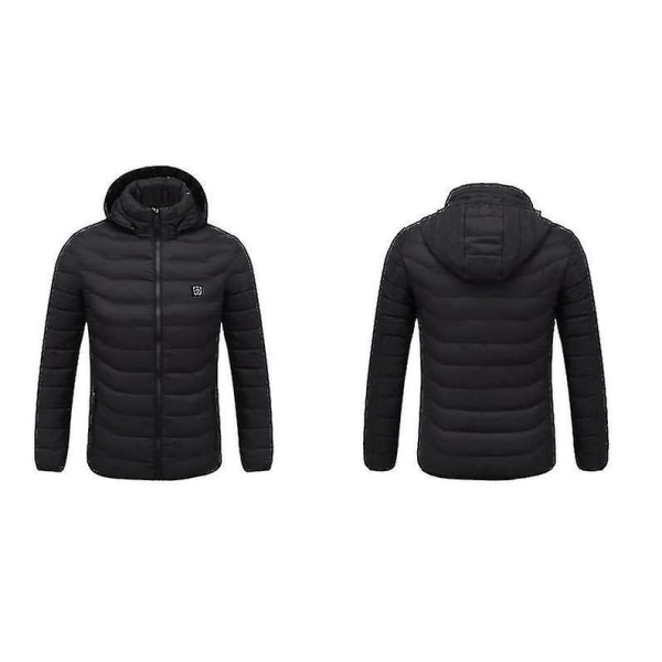 Opvarmet jakke Vinter udendørs varm Elektrisk opvarmet jakke 8 opvarmede zoner for at holde varmen Black 3XL