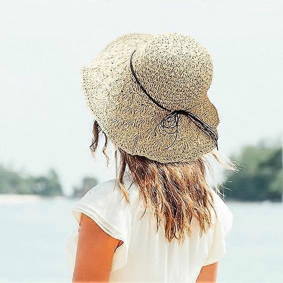Stråhat til kvinder Sammenfoldelig boheme sommer dame strandhat med