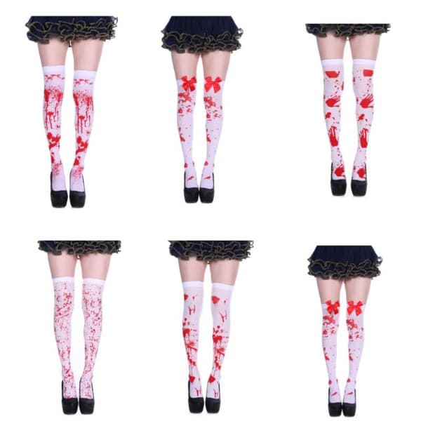 1 par Halloween Blood Socks Lårstrømper 6