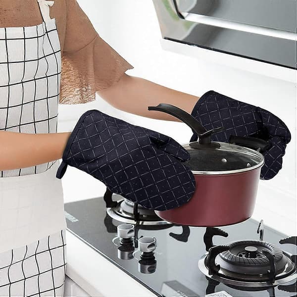 1 par ovnhandsker, universelle ovnhandsker, grillhandske, sort