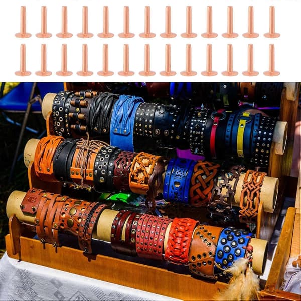 100 Set Kopparnitar Och Brickor Läder Kopparnit Fästelement För Plånböcker Halsband Läder