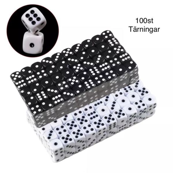 100-pack Tärning / Tärningar - Sexsidig för Party/Spel/Pussel multicolor