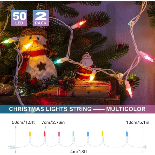 Easter Mini String Lights,2PACK 50Count 13Fet Pastell Christmas Lights med