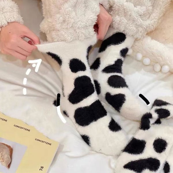 Dam SoftFluffy Sängstrumpor Vinter Varm Lounge Tofflor tecknad Så white2 16*11cm