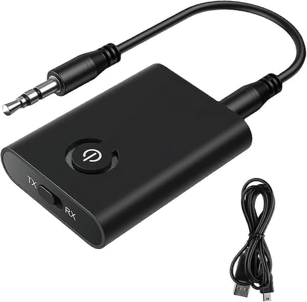 2 i 1 Bluetooth Audioadapter Bluetooth 5.0 Sender Modtager 3.5 AUX Jack til Hovedtelefon, Højttaler, Hjemmestereo, Bil, TV, Bærbar
