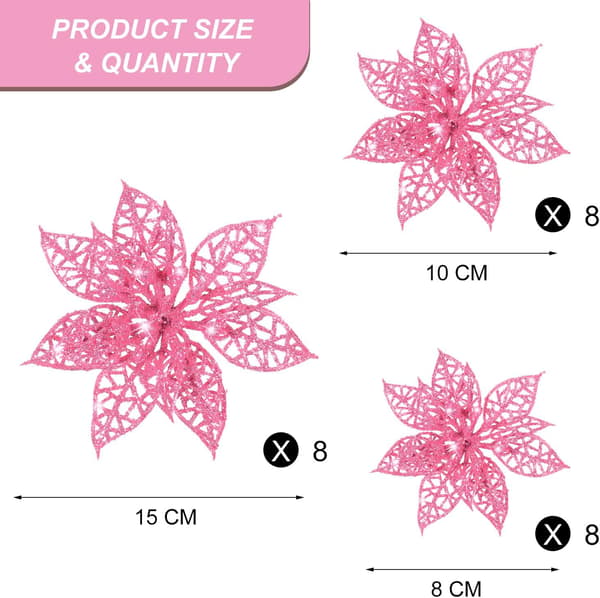 24 delar glitter julstjärna julgransprydnad jul