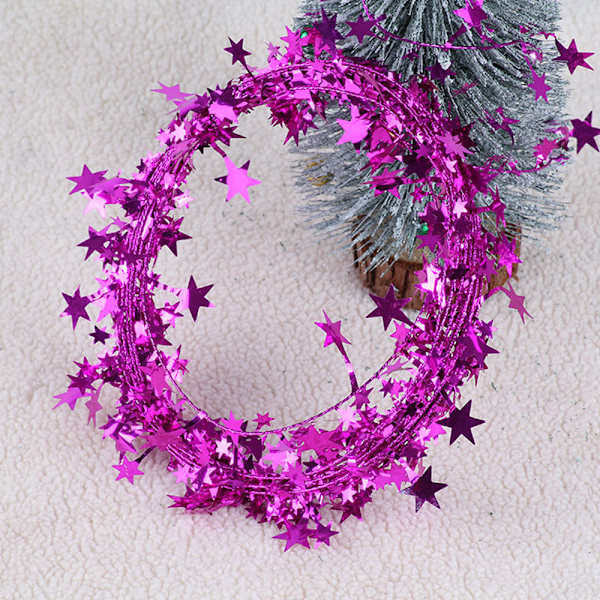2 rullar Sparkly Star Tinsel Girlander med tråd till jul rose Red