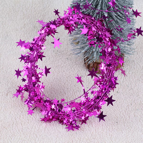 2 ruller Sparkly Star Tinsel Girlander med tråd til jul rose Red