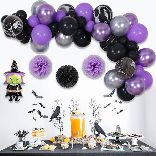 Halloween Ballong Chain Party Dekoration 72st Lila Polka Dot Wizard Latex Set set 3