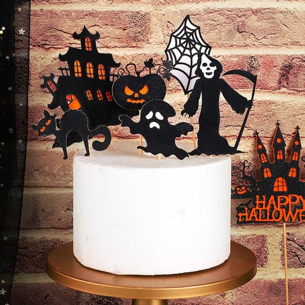 21ST Halloween Cake Toppers Set för tårtor och muffins