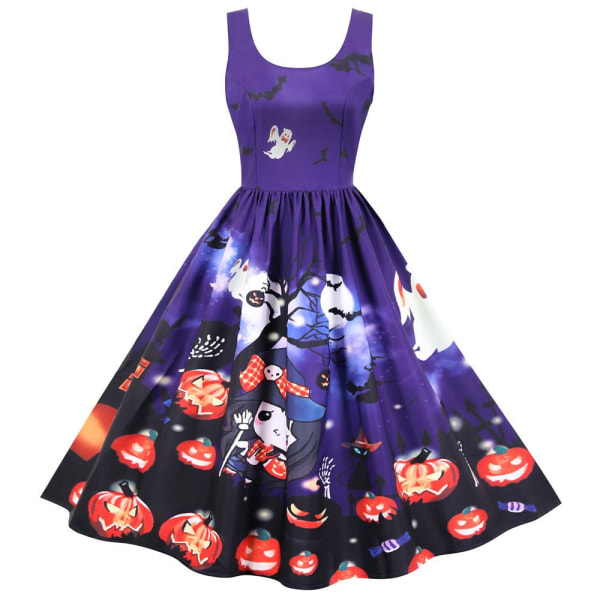 Lady leeveless Halloween Festklänning Rockabilly wing Dress B S