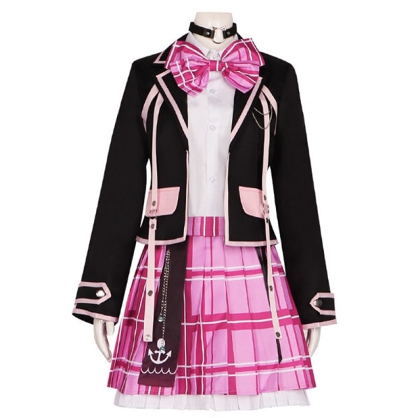 Minato Aqua Cosplay Kostume Voksen Kvinder Skjorte Nederdel Frakke Bælte Paryk Sæt Halloween Karneval Kostume Beige L