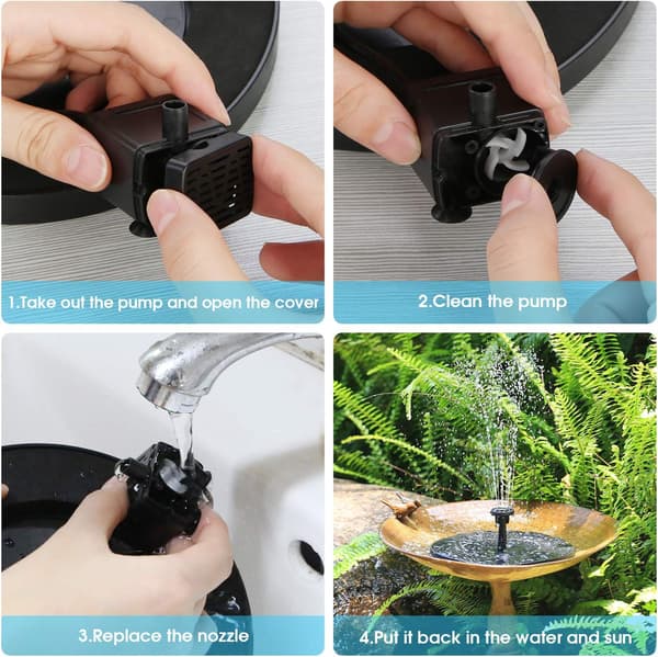 Solarfontene 2,5W Solardamspumpe med solcellepanel innebygd 800