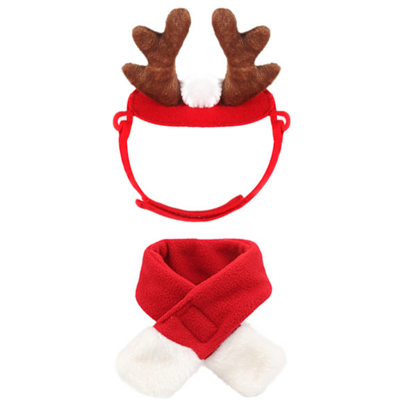Tilbehør til kæledyr Juletilbehør Hund Hårnål Kattetilbehør Julegevir Pandebånd Hundehue antlers+scarf
