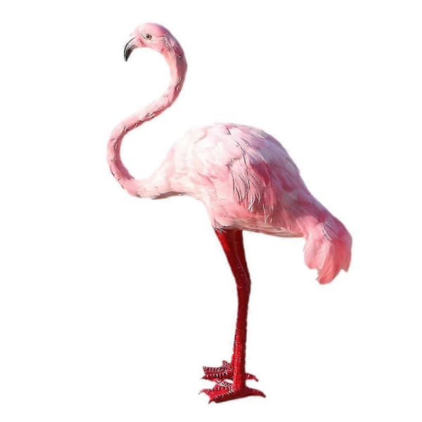 Kunstig Pels Flamingo Plænefigurer Havepynt Kigger Op Pink-God