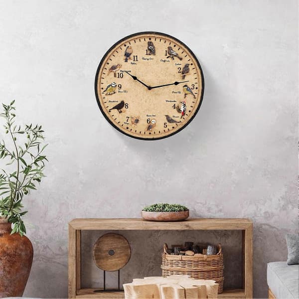 Ulkoseinäkello Vedenpitävä Ainutlaatuiset Lintukuviot Retro Design Helppo Asentaa Tikittämätön Hiljainen Koristekello