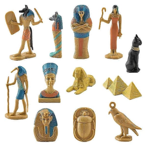 12 st Antika Egypten Egyptiska Gud Gudinna Figurer Set PVC Miniatyrstatyer Set