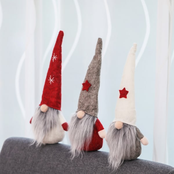 Jul Handgjorda svenska jultomten Stående Lång Hatt Gnome Plysch för Do Red