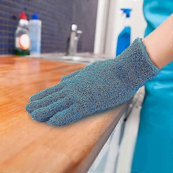 2 par mikrofiberdammtorkningshandskar flexibla och bekväma dammhandskar mörkblå+rosaröd