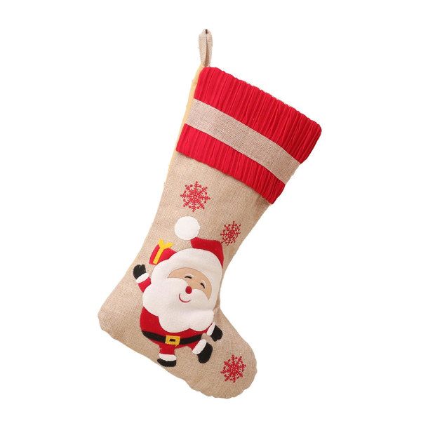 Julstrumpa mångsidig färgglad festlig butik Godis Stickad Print Elastiska tecknade strumpor Dekor Juldekoration C