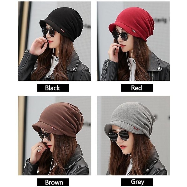 4 farger Damemote Skjerf&hatt med dobbel bruk Skjerflue Ny ensfarget Holde varm Peak Cap Casual Tide Høst Vinter Åkerfräkne Caps Varme og tykke Red
