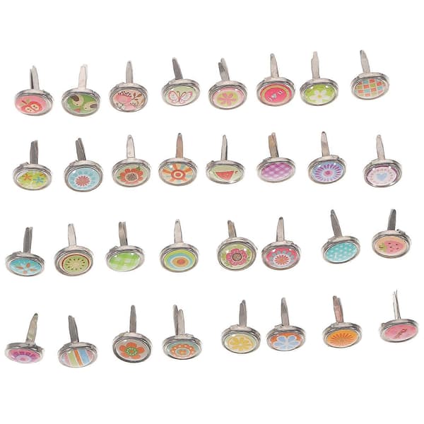 100 stk Minibrads, assorterte farger, runde splittbinders, pastellbrads for scrapbooking, håndverk, stempling og DIY 9 mm