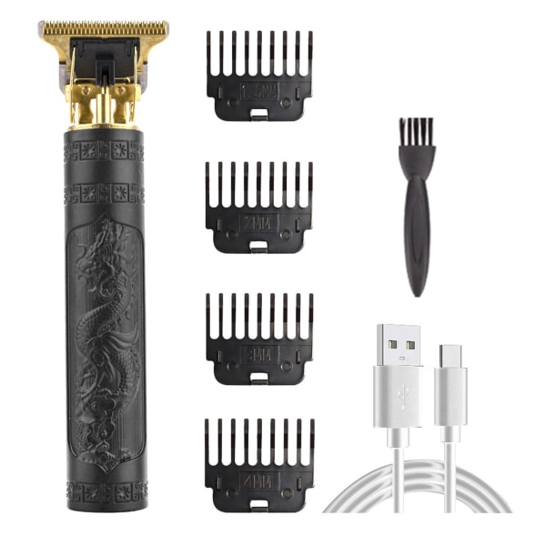 USB-ladattava hiustenleikkuri Sähköinen hiustenleikkuri Öljypäänveisto blackA dragon