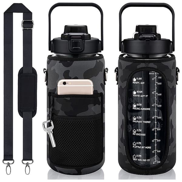 Cover till sportflaskor - cover av remtyp black camouflage