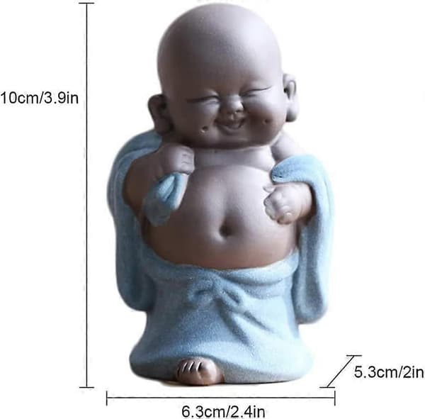 Prydlig teskulptur, keramisk Buddha-statue, grinende Maitreya