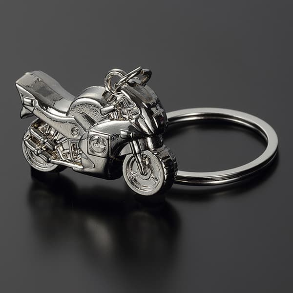 2 stycken Mini Motorcykel Kromade Metall Nyckelringar