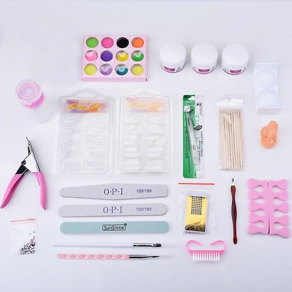 Akryl nagelsats med UV-ljus och akrylpulver set Akrylborsteverktygssats nails-tool-set