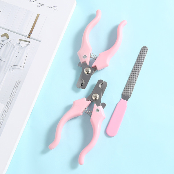 En set rosa nageltrimmers för husdjur, hundkloslipare, nageltrimmer för husdjur