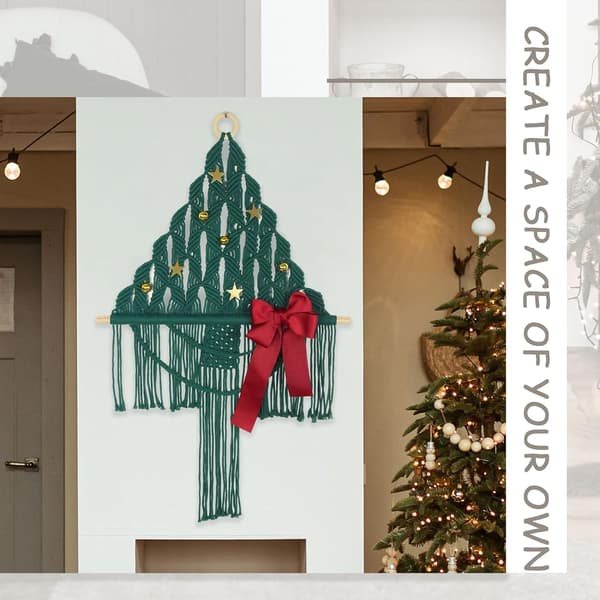 Macrame Væghængende Juletræ Boho Tapestry Juledekoration til