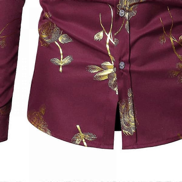 Herrskjorta med rosfolietryck, långärmad - 2XL