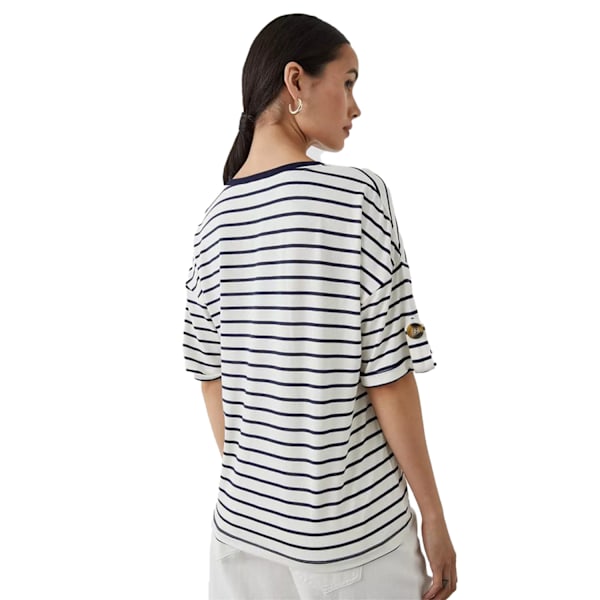 Principles Dame/Dame Kontraststripet T-skjorte Hvit White 12 UK
