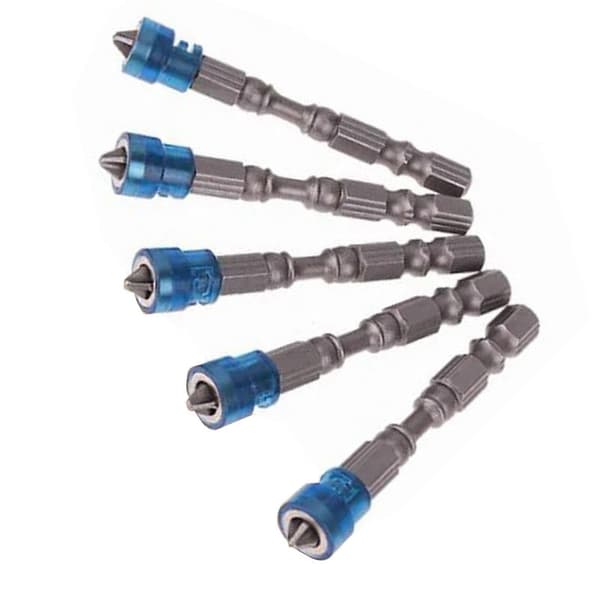 5 stk. skruetrækkerbits stærk professionel magnetisk kryds elektrisk skruetrækkerbit blå 65 mm