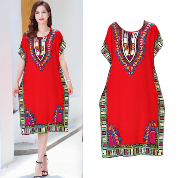 Dammode strandlovsklänning Boho Elegant etnisk klänning Red