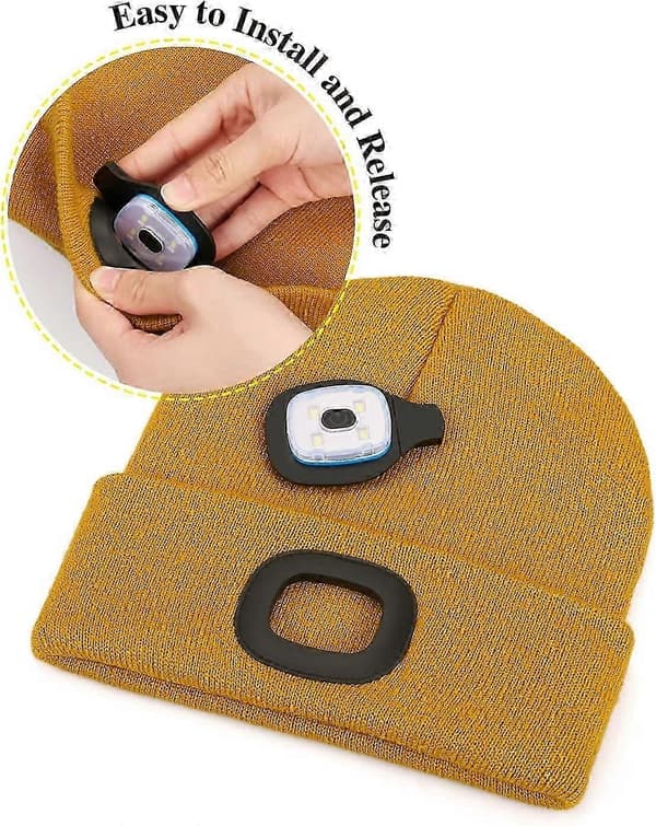 Mössa med lampa, 4 inbyggda LED-pannlampsmössor Handsfree-pannlampskeps