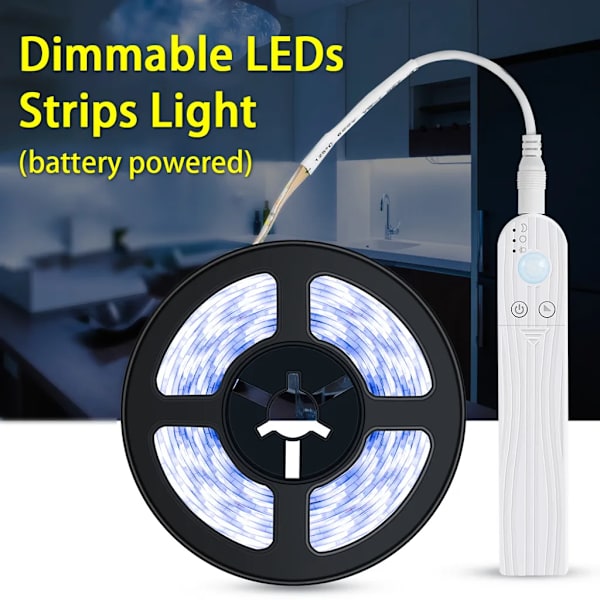 Dæmpbar LED-lampe med PIR-bevægelsessensor 1m 60LED-replampe til TV-computer Skrivebordsbaggrund Hjem Køkken Dekorativ belysning Hvid
