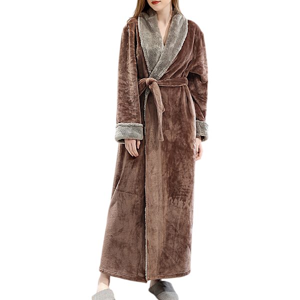 Long Robe Warm Håller badrocken varm Nattlinne Hudvänlig Coffee XL