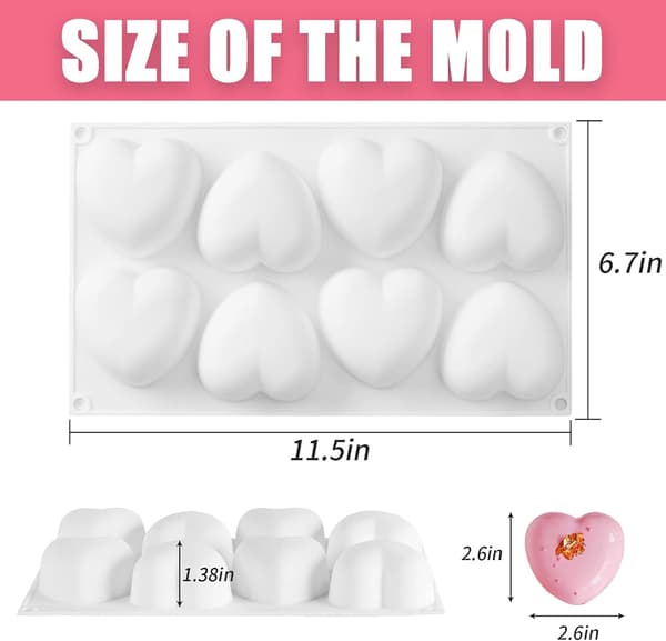 2-pack molds för bakning, 3D-hjärtformade molds för alla hjärtans dag molds