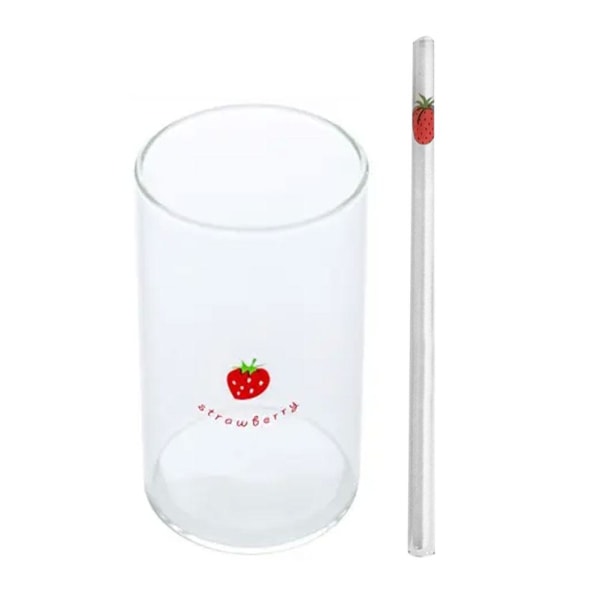 Ins Kawaii Strawberry Glasses Cup Kaffe Mjölk Vatten Glas Cups w A 301-400ml