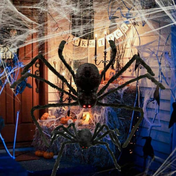 150 cm Kæmpe Edderkop Tarantel Plys Sort Halloween Dekoration