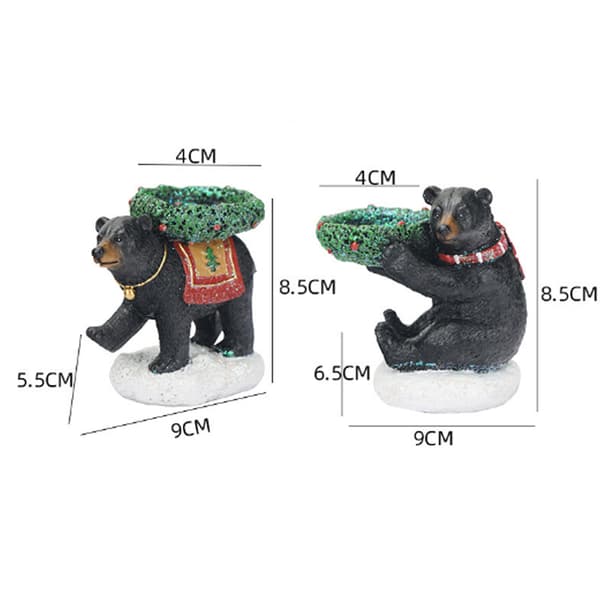 #1 stk stående svart bjørn lysestake ornament, lyskoppbrett#