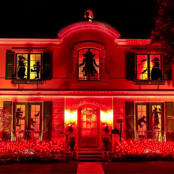 2-pack 200 LED Röda Solar Halloween-ljus utomhus, varje 66ft röda Solar String Lights utomhus Vattentät