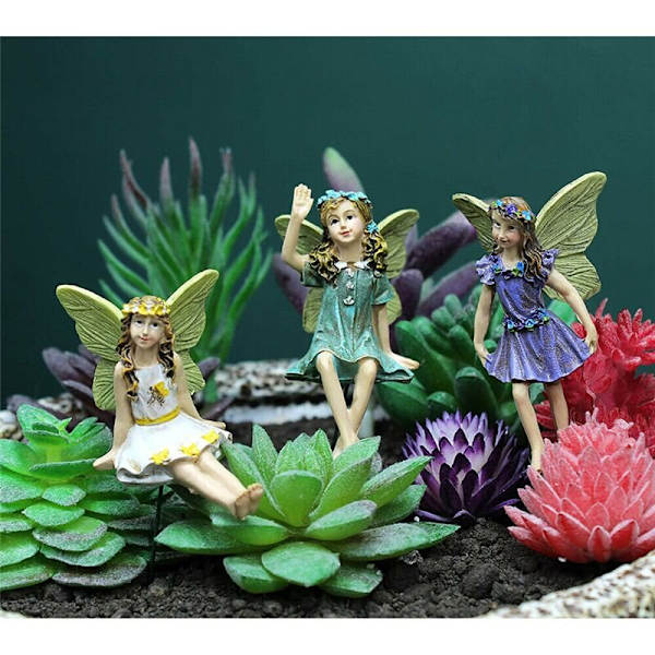 6 stk. Mini Feer Figurer Have Udendørs Dekoration