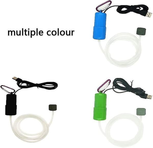 Mini USB Aquarium Luftpump Luftstensslang Blå