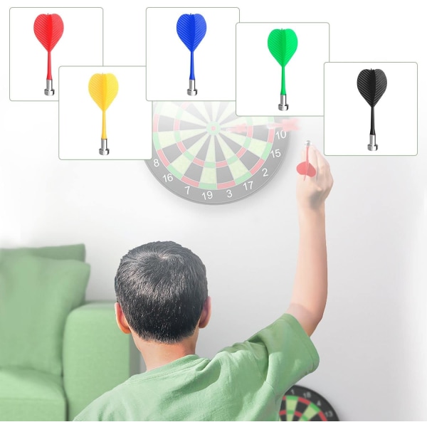 15 st (Grön Röd Gul Blå Svart) Magnetiska Dart Säkerhetsersättning Dart Inomhus Game Target Tillbehör 5 Färger mix